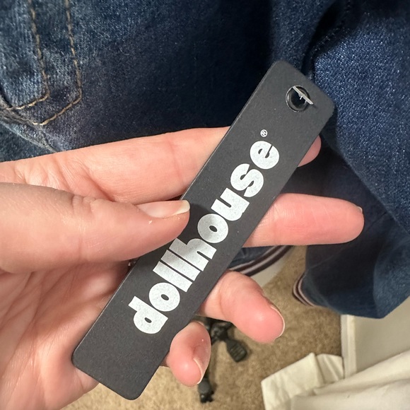 Dollhouse Plus Size Denim Jean Bomber Jacket Distressed Size 3X NWT - Picture 6 of 6